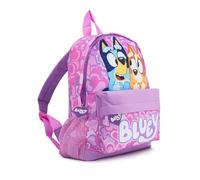 Bluey Girls Backpack - Lilac Toddler Backpack Bingo, Heart Print, Kangaroo Pocket & Padded Straps - Kids School Bag Ages 2-7 Years - Official Merchandise