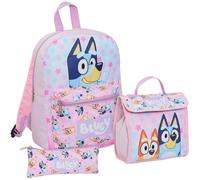 Bluey Girls Backpack Set 3 Piece Bag Set Bundle With Backpack Lunch Bag and Pencil Case Back to School Gift