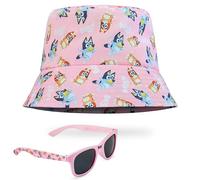 Bluey Girls Bucket Hat and Sunglasses Set, Lightweight Sun Hat UV400 Sunglasses