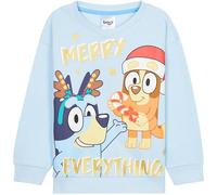 Bluey Girls Christmas Sweatshirt, Crewneck Sweater Long Sleeves Cosy Xmas Jumper (Blue, 4-5 Years)