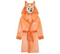 Bluey Girls Fleece Dressing Gown with Hood and Tie Waist, Cosy Robe - Gifts for Girls (Orange, 4-5 Years)