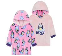 Bluey Girls Fleece Poncho - Cosy Fleece Oversized Hoodies for Kids - Gifts for Girls (Pink Reversible, 2-4 Years)