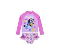 Bluey Girl's Long Sleeve Swimsuit With Frills in Pink | Size: 18-24 m Bluey Pink 18-24 m