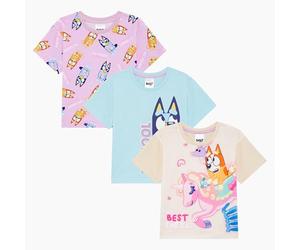 Bluey, Girls Pack of 3 T-Shirts Featuring, Age 18 Months - 8 Years