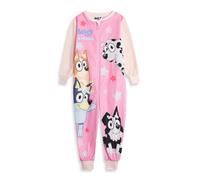 Bluey & Friends Girls Pink Onesie | Long Sleeve Zip-Up Microfleece Loungewear, Bingo, Chloe & Mackenzie | Sleepwear for Kids | Comfy Nightwear Merch - 6-7 Years