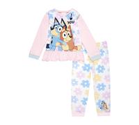 Bluey Girls Pyjamas And Bingo PJs Set | Cotton PJs With Frilled Top | Official Merchandise 3-4 Years Pink