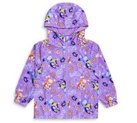 Bluey Girls Raincoat | Lilac Waterproof Fleece Lined Jacket with Hood | Zip-Up Kids Rain Jacket | Toddler Girls Outdoor Coat (4-5)