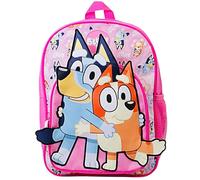 Bluey Girls School Bag In Pink With A 3D Design - Nursery Backpack With Large Front Pocket And Bottle Holder - School - Travel - Gifts