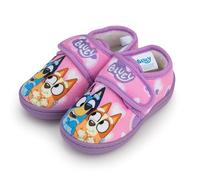 Bluey Girls Slippers - Pink Toddler & Kids Indoor House Shoes with Strap, Faux Fur Lining & Anti-Slip Sole - Kids Character Slippers UK Shoe Sizes 5-12 (9)