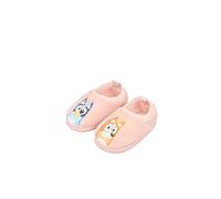 Bluey Girls Slippers - Toddler Kids Pink Plush Indoor House Shoes with Soft Fleece Lining and Non Slip Rubber Sole (Pink UK 8-EU26)