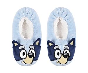 Bluey Girl's Snuggle Toe Plush Footlet Socks Slippers, Blue, Medium Ancho