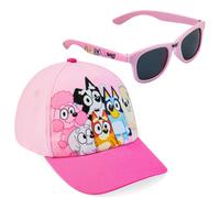 Bluey Girls Sunglasses & Baseball Cap Set - Pink UV400, Lightweight Hat, One Size (Model 10298)