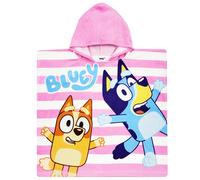 Bluey Girls Swimming Hooded Towel Poncho Bath Towel Hoodie Cover Up (Bluey Towel Pink, One Size)