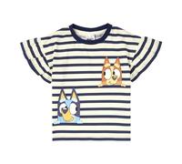 Bluey Girls T-Shirt Bingo Frilly Sleeved Striped Cotton T-Shirt for Girls | Official Merchandise (UK, Age, 6 Years, 7 Years, Regular, Multicoloured)