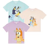 Bluey Girls Three Pack 100% Cotton Oversized Shoulders T-Shirts Bingo - 8-9 Years