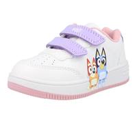 Bluey Girls Trainers White Bingo Design, Pink/Purple Accents. Available in Kids UK Sizes 6-12 (White, UK Footwear Size System, Little Kid, Women, Numeric, Medium, 9)