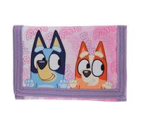Bluey Girls Wallet - Pink Kids Wallet with Coin Purse, Card & ID Holder, Rip Tape Fastening Bingo Peeking Design