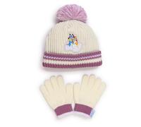 Bluey Girls Winter Hat and Gloves Set - Toddler Knit Beanie with Pom Pom and Matching Gloves - Official and Bingo Cold Weather Accessories - One Size, 100% Acrylic