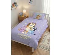 BrandMac Bluey Children's Bedding Set 100 x 135 cm - Duvet Cover and Pillowcase 40 x 60 cm - 100% Cotton - Reversible Goodnight Bluey Design with Bingo and Chilli - Ideal for Cot and Changing Bed