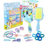 Bluey Hair Accessories Set for Girls - Bundle with Bluey Hair Brush, 3 Snap Clips, 4 Barrettes, 8 Terries, 5 Elastics, and More | Bluey Hair Accessories for Girls