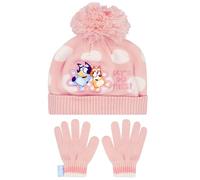 Bluey Hat and Gloves Set | Girls Pink Winter Accessories | One Size Kids