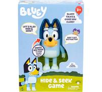 Moose Bluey Hide & Seek Game, Hide the figure and press her nose to start the built-in timer, talks and giggles to help kids find her, When found, kids can Dance To Theme Song