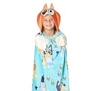 Bluey Hooded Throw Blanket, Soft Silk Touch Poncho Cape, Plush Blanket with Character Hood, Cozy and Lightweight, 40x50 inches