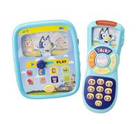 Bluey Interactive Tablet & Remote Control Toy Set - Pretend Play Phone & Learning Tablet for Toddlers - Musical Sound Buttons, Sliding Fun Features (2 Pack Bundle: Bluey's Remote Control & Tablet)
