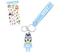 Bluey Keychain Set - Bundle with Deluxe Silicone Character Figure Keyring with Strap, More | Bluey Key Ring for Bags