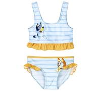 Bluey Kids 2 Piece Bikini Set - Striped Ruffle Swimsuit - Lightweight, Comfortable & Quick Dry - Summer & Beach