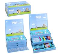 Bluey Kids 52pc Colouring Art Stationery Set with Watercolour Felt Tip Pens Crayons and Pencils Travel Set for Children