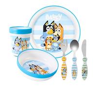 Bluey Kids 6 Piece Reusable Dinner Set - Cup, Bowl, Plate & Cutlery | Lightweight & Kid-Friendly Dinnerware Set Includes Knife, Fork & Spoon, Toddler Plastic Tableware Set | Easy to Hold Design