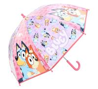 Bluey Kids Clear Dome Umbrella with Transparent See-Through Canopy | Lightweight & Windproof School Rain Children's Character Umbrellas for Boys & Girls | with Safety Opening