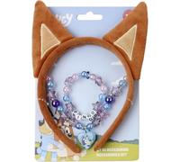 Bluey Kids Costume Jewelry Set with Soft Ears Headband Necklace and Bead Bracelet with Bingo Pendant | Play Accessories for Girls 3+ with Themed Gift Packaging
