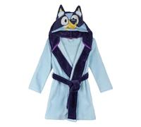 Bluey Kids' Dressing Gown - Blue - Size 4 Years - Long Robe Made of 100% Polyester Coral Fleece - Includes Belt for Tying - Hood with Ears - Original Product Designed in Spain