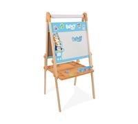 Bluey Kids Floor Standing Wooden Art Easel, Double-Sided Drawing Board with Storage Tray, Educational Creative Play Station