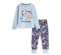 Bluey Bingo Unisex Kids Light Blue Long Sleeve Long Leg Pyjama Set | Christmas 'MERRY EVERYTHING!' Sleepwear for Bedtime & Holidays | Cartoon Nightwear Merch - 2-3 Years