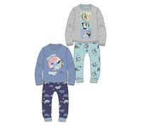 Bluey Kids Pajamas Set | 2 Pack Character Designs | 100% Cotton, Cuffed Bottoms & Elasticated Waistband - Size 18-24 Months Blue
