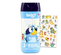 Bluey Kids Shampoo Conditioner Body Wash 8 Oz Bottle - Bundle with 3-in-1 Berry Scented Body Wash Shampoo & Conditioner Plus Stickers | Bluey Bathr