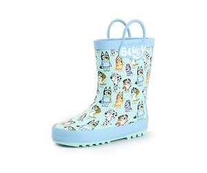 Bluey Kids Wellington Boots in Blue | All Over Print Character Handles Design | Children's Waterproof Rain Shoes | Cute Dog Cartoon Footwear for Boys & Girls | Outdoor Play & School Gear