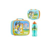 Bluey Lunch Box 3 Piece Set with Insulated Lunch Bag Snack Box BPA Free 430ml Water Bottle - for Preschool Nursery Travel or Day Trips - Kids Lunch Box Set