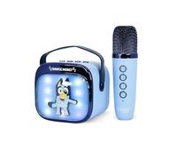 Bluey Mini LED Wireless Karaoke Speaker with Bluetooth Microphone, Blue, Colour-Changing Lights