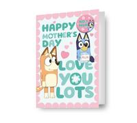 Bluey Mother's Day Card with No.1 Mum Badge, Love You Lots Design, Mummy Mothers Day Card