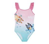 Bluey Official Girl's Swimwear, One Piece Swimming Costume Featuring and Bingo, Pink/Blue Age 3-4 Years
