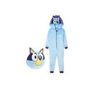 Bluey Boys Fleece Onesie with Hood, Cosy Loungewear - Gifts for Boys (Blue with Bag, 2-3 Years)