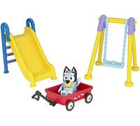 Bluey Park Play Age 3+ Set Articulated 2.5 Inch Action Figure And Three Piece Park Playset With Swing, Slide And Ridable Wagon Official Collectable Toy