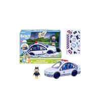 Bluey Police Car, Vehicle from the Special Episode The Sign. Includes Police Car with Flashing Lights & Sounds, Policeman Figure, and Themed Sticker Set. Batteries Included.