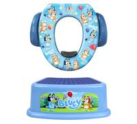 Bluey Potty Training Set, 2 pieces combine soft potty seat and a non-slip step stool, for toddlers and kids, potty training with fun Bluey characters.
