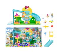 Bluey 's Amusement Park Adventures, 4 Unique Rides Career Round, Rocket Lift, Roller Coaster and Ferris Wheel, Includes Exclusive Bluey and Bingo Figures and 9 Play Pieces