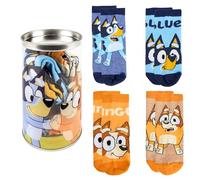 Bluey Socks for Boys and Girls, Bingo Design Set of 4 Classic Socks and Money Box, Sizes EU 23 to 30, multicoloured, 23-26